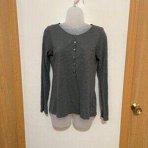 Old Navy Gray Long Sleeve Lightweight Henley Shirt (Small)
